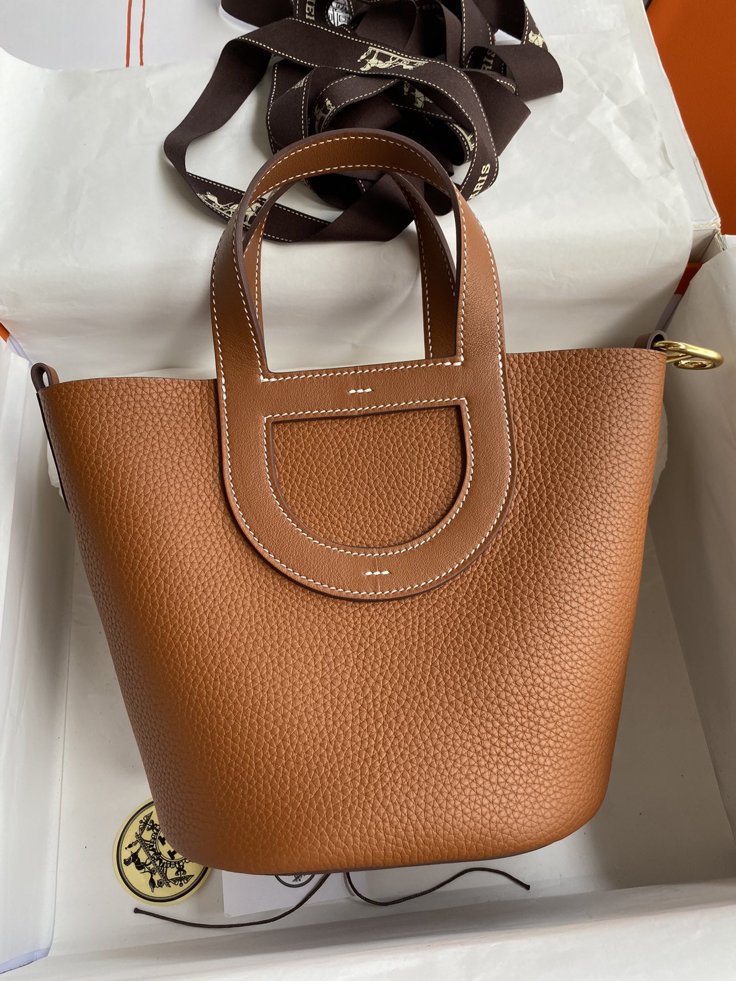 Hermes In The Loop 18 Bag In Brown Clemence Leather